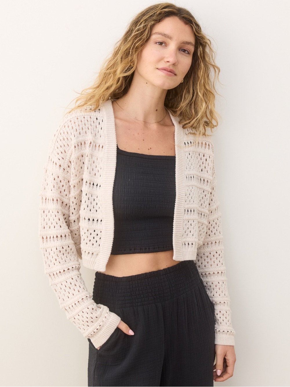 Marine Layer Anacapa Cardigan Calico Knit Cotton Linen Medium